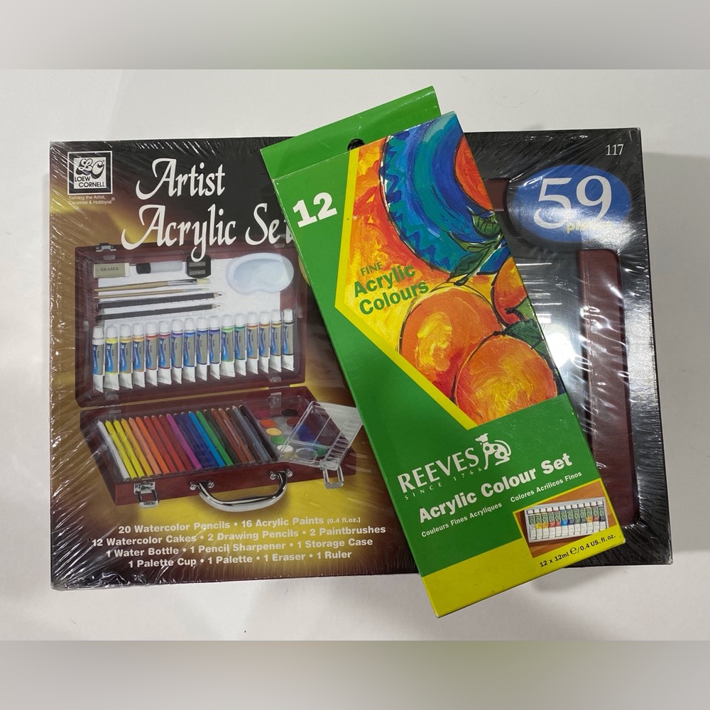 New Loew Cornell Artist Acrylic Set AND Reeves Acrylic Colour Set